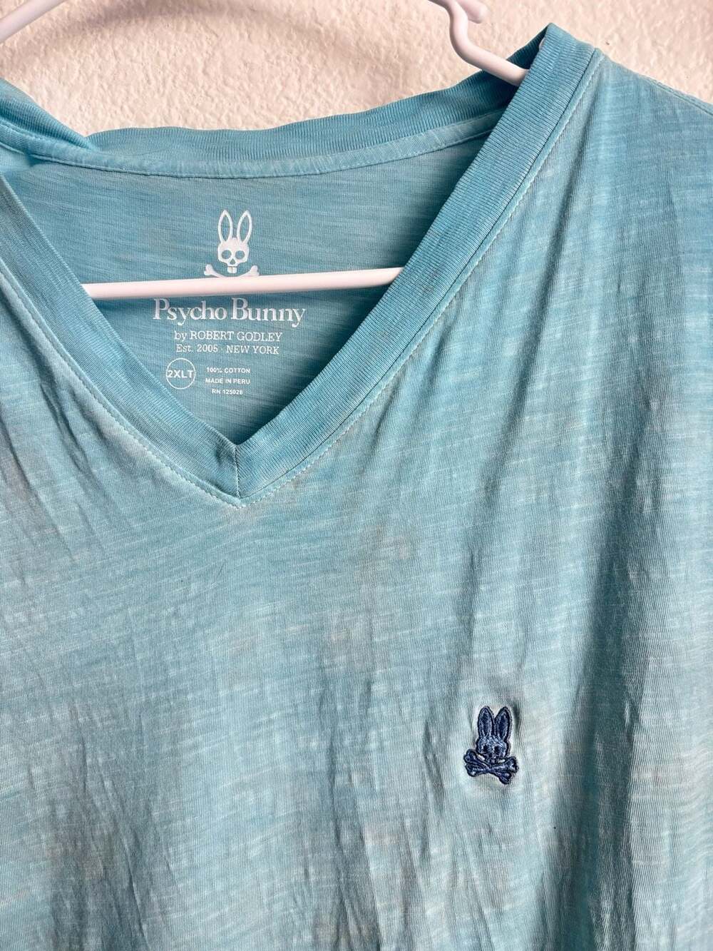 Psycho Bunny Men's Blue V-Neck T-Shirt Size 2XLT